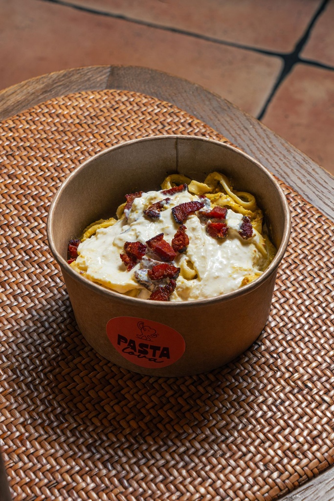 Pesto pistache, pancetta et stracciatella
